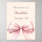 Poster Arc rose crème beige Sweet 16 bienvenue (Devant)