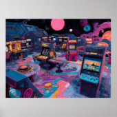 Poster Arcade Rétro Futuriste dans l'Espace (Devant)