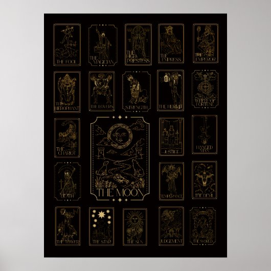 Poster Arcanes Majeurs du Tarot - Avec la Lune (Devant)
