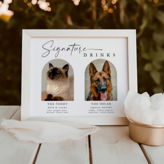 Poster Arch Pet Photo Signature Boissons Mariage Bar Sign