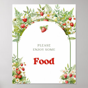 Poster Arch Watercolor Berry Sweet Wild Strawberry food