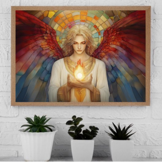 Poster Archange Uriel La flamme de Dieu Mosaïque arc-en-c