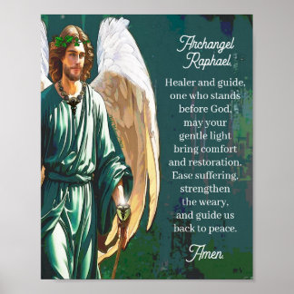 Poster Archangel Raphael Healing Prayer Wall Art Print
