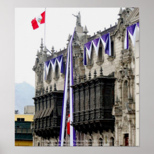 Poster Archbishop's Palace with "Jealousy Balconies" Lima
