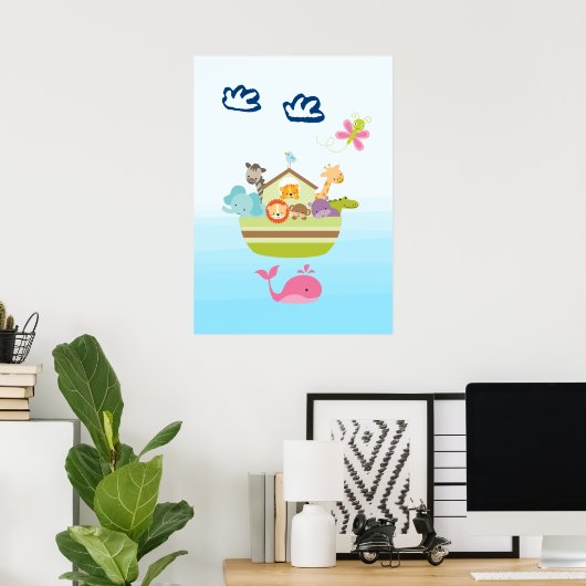 Poster Arche à animaux mignonne avec un papillon et une b (Bureau à domicile)