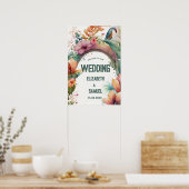 Poster Arche à fleurs tropicales Mariage exotique Bienven (Cuisine)