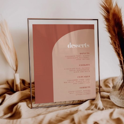 Poster Arche chic pêche en terre cuite Dessert Panneau Ba