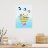 Poster Arche d'animaux mignonne avec un papillon et une b (Cuisine)