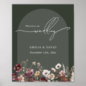 Poster Arche d'automne Mariage de calligraphie vert foncé (Devant)