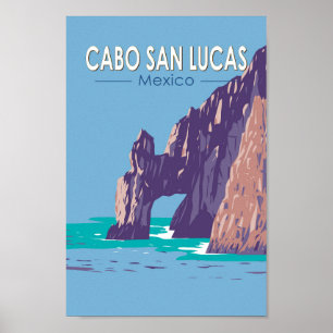 Poster Arche de Cabo San Lucas Mexique Voyage Art Rétro