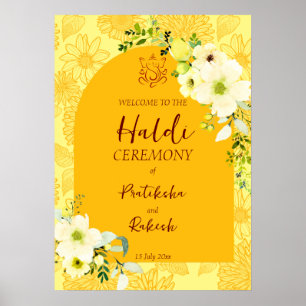 Poster Arche de fleurs jaunes Signal d'accueil haldi