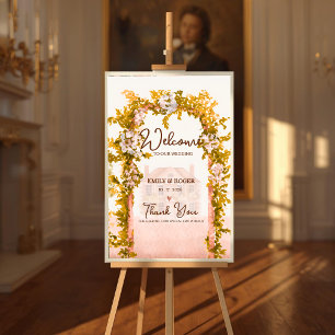 Poster Arche de Jardin Rustique Bienvenue de Mariage à la