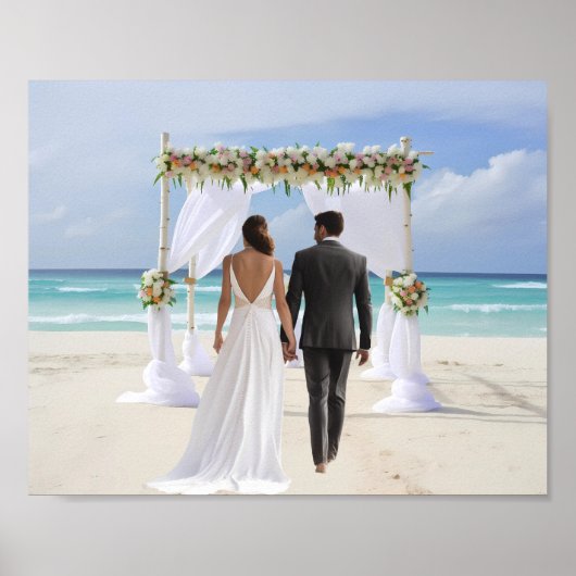 Poster Arche de mariage plage Fond personnalisé de photog (Devant)