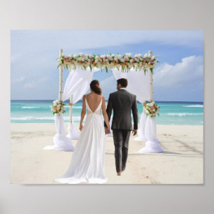 Poster Arche de mariage plage toile de fond de photograph