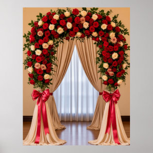 Poster Arche de mariage romantique aux roses avec rubans