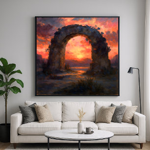 Poster Arche du coucher de soleil - Style peint Art du pa