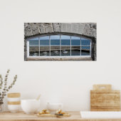 Poster Arche Faux Window avec vue port de pêche (Cuisine)