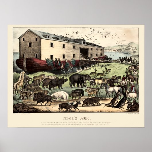 Poster Arche vintage de Noé par Currier & Ives (Devant)