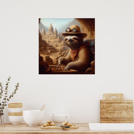 Poster Archéologue Sloth (Cuisine)