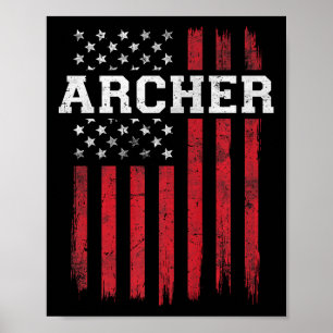 Poster Archer Drapeau Américain Patriot Patriot Patriote