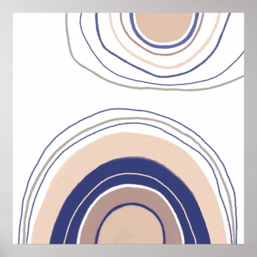Poster Arches Boho Abstraites - Bleu et Beige (Devant)