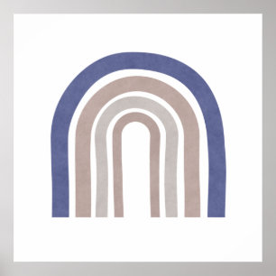 Poster Arches du milieu du siècle - Bleu et Beige