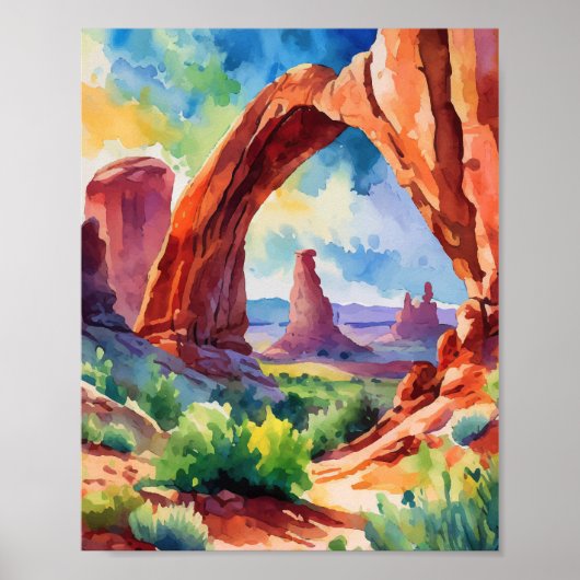 Poster Arches Parc National Utah Watercolor (Devant)