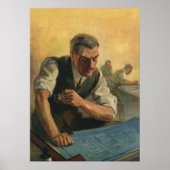 Poster Architecte d'entreprise vintage et plans de constr (Devant)