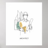 Poster Architecte simple une ligne art continu (Devant)