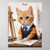Poster Architecte sophistiqué Chat Ginger Kitten Art (Devant)