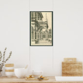 Poster Architecture Ancienne, Cour romaine avec Colonnes (Cuisine)