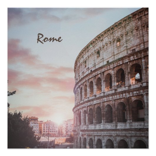 Poster Architecture antique Rome coucher de soleil ville (Devant)