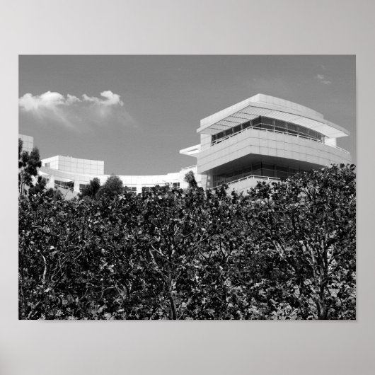 Poster Architecture au Getty Center en noir et blanc (Devant)