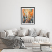 Poster Architecture Cityscape bleue et orange Abstraite