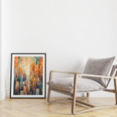 Poster Architecture Cityscape bleue et orange Abstraite