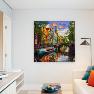 Poster Architecture de canal enchantante d'Amsterdam en p