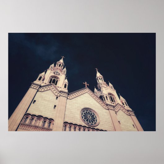 Poster Architecture d'église sur fond sombre (Devant)