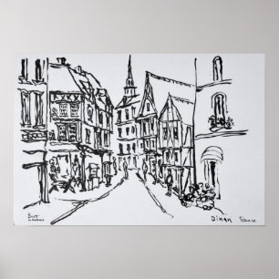 Poster Architecture Dinan, Bretagne, France