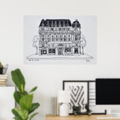 Poster Architecture Haussmannienne | Rue du Louvre, Paris (Bureau à domicile)