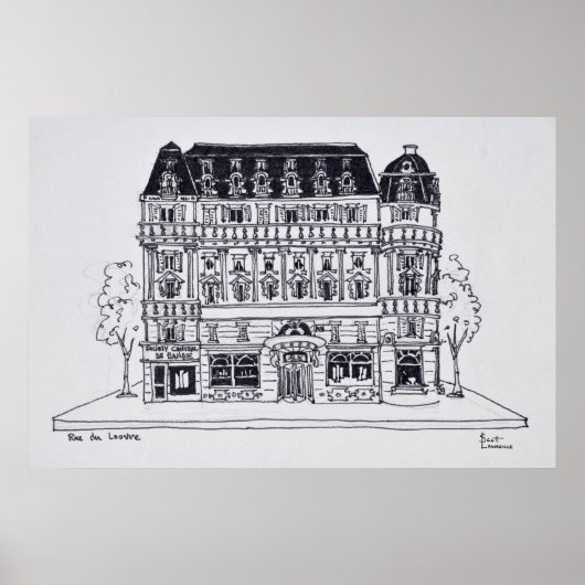 Poster Architecture Haussmannienne | Rue du Louvre, Paris (Devant)