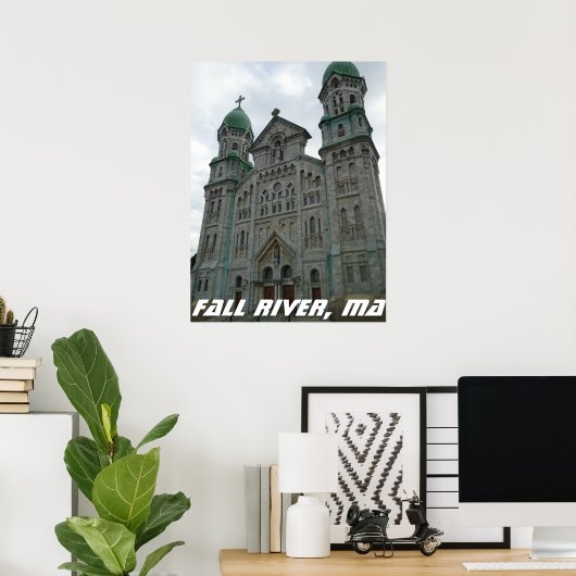 Poster Architecture romane gothique, Rivière d'automne, M (Bureau à domicile)