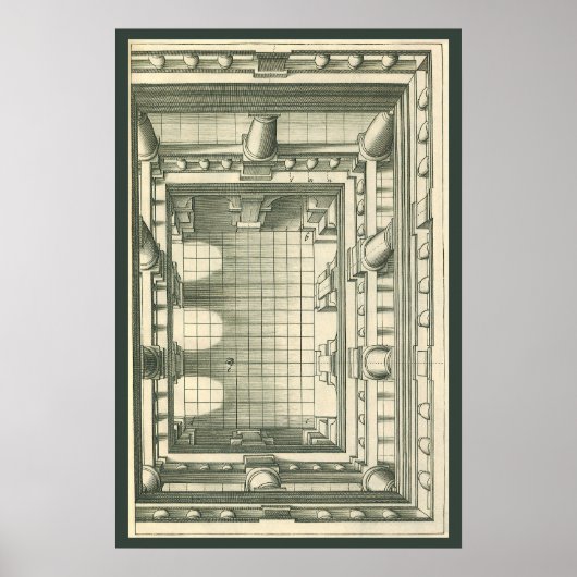 Poster Architecture vintage, Atrium Courtyard Perspective (Devant)