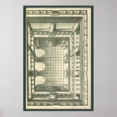 Poster Architecture vintage, Atrium Courtyard Perspective (Devant)