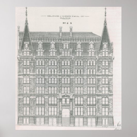 Poster Architecture vintage, compagnie du canal Delaware (Devant)