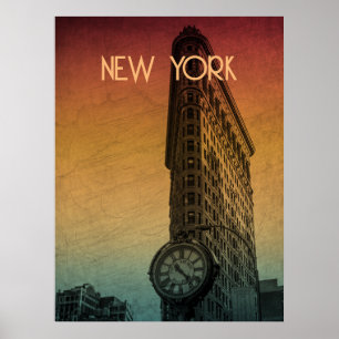 Poster Architecture vintage du Flatiron à New York au cou
