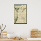 Poster Architecture vintage, Perspective Colonnes Arches (Cuisine)