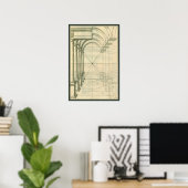 Poster Architecture vintage, Perspective Colonnes Arches (Bureau à domicile)