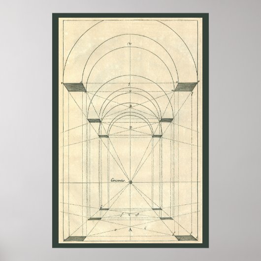 Poster Architecture Vintage, Perspective d'arche de la Re (Devant)