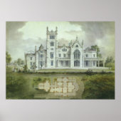 Poster Architecture vintage, Plan Château Français (Devant)