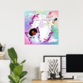 Poster Arcs-en-ciel, nuages fluides et papillon Bébé fill (Bureau à domicile)